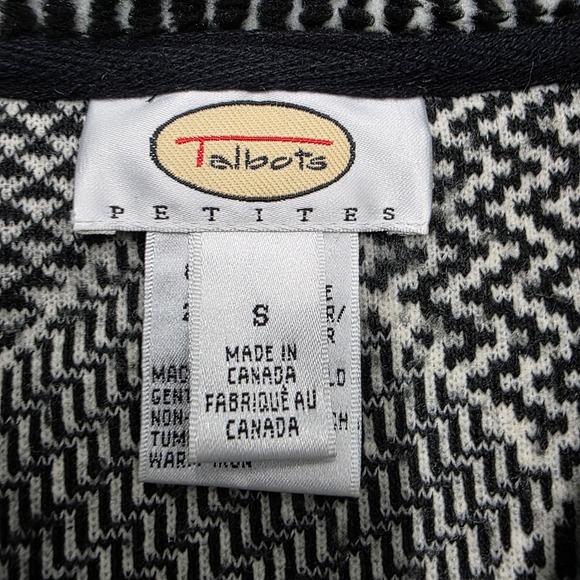 VTG Y2K Talbots Petites Black & White Geometric Pattern 1/4 Zip Pullover Top‎ S - Picture 2 of 7